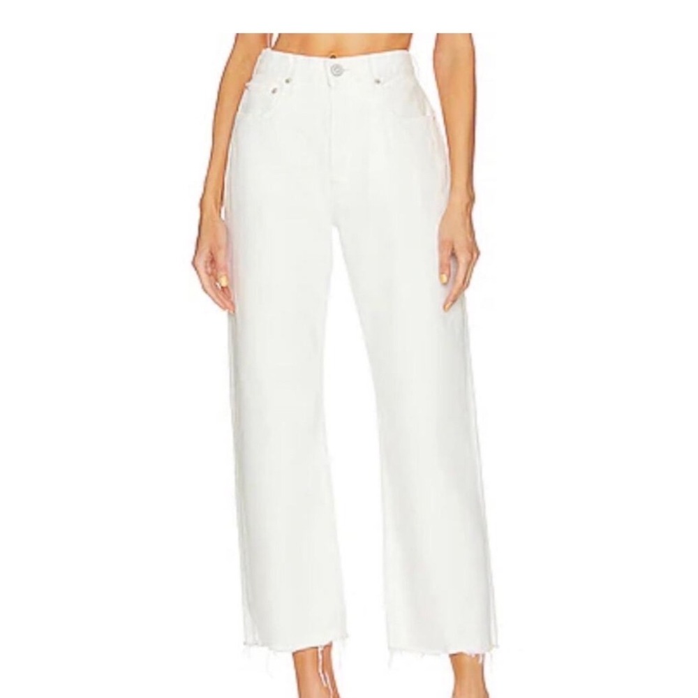 Moussy Vintage Aurora Wide Straight Cropped Jeans White 28 NWT
